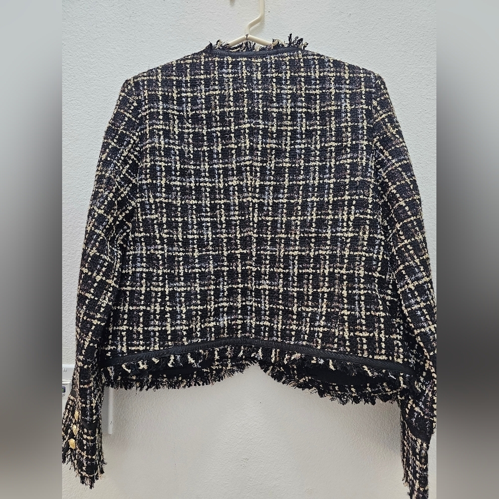 Nanette Lepore Black and Cream Tweed Blazer. Size M. - Picture 5 of 10
